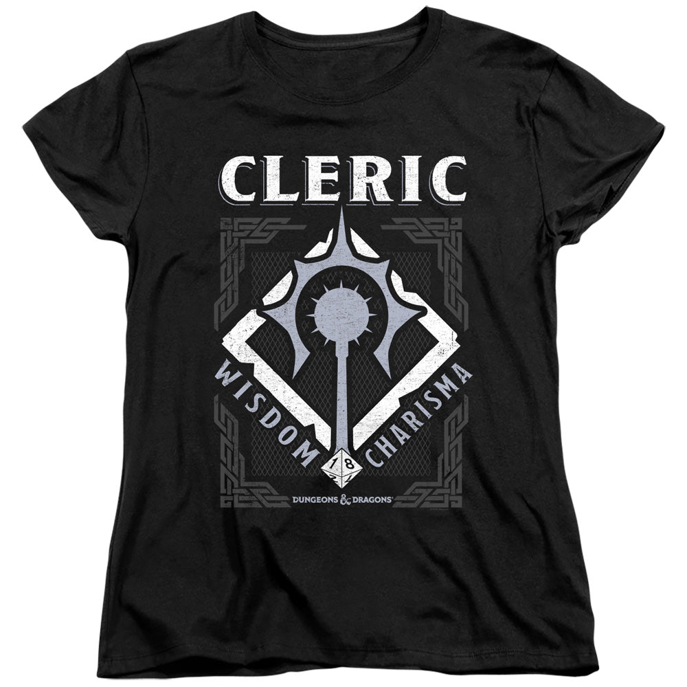 AN OFFCIALLY LICENSED DUNGEONS AND DRAGONS CLERIC WOMEN'S REGULAR FIT T-SHIRT BLACK