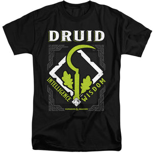 AN OFFCIALLY LICENSED DUNGEONS AND DRAGONS DRUID MEN'S TALL FIT T-SHIRT BLACK