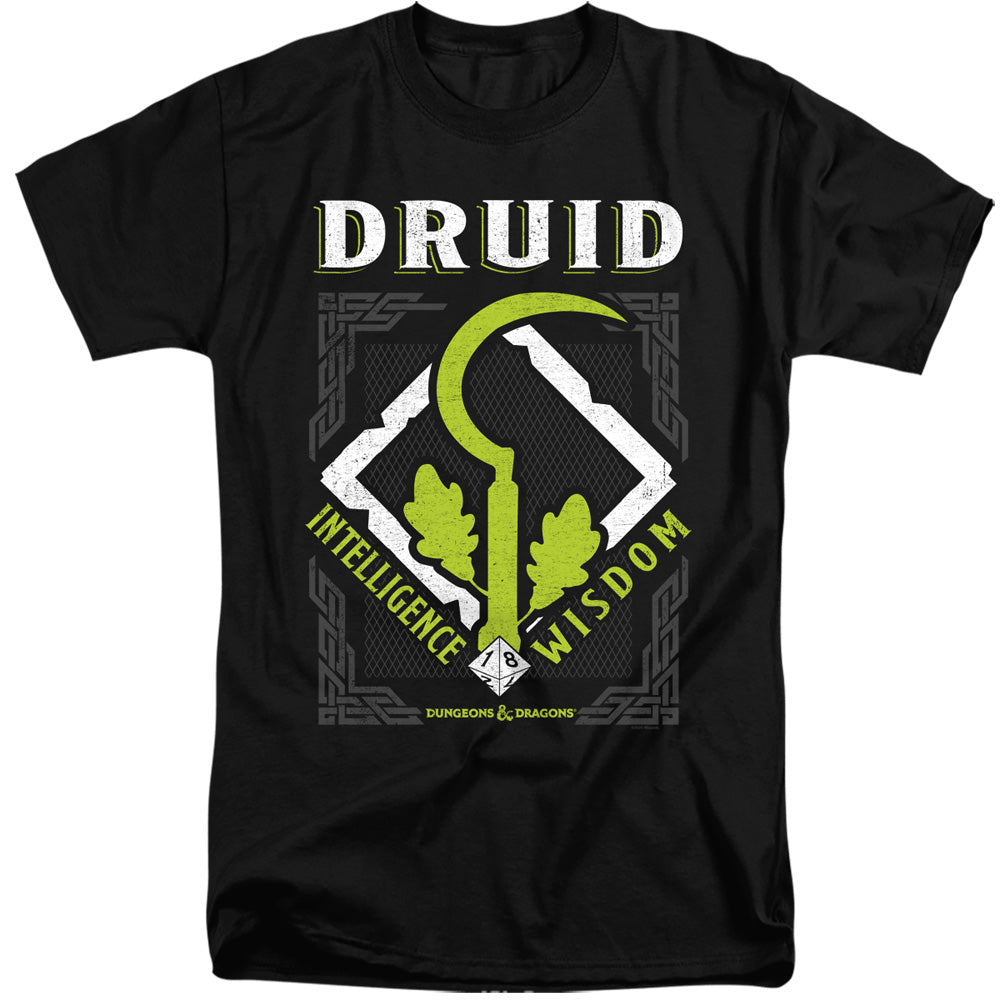 AN OFFCIALLY LICENSED DUNGEONS AND DRAGONS DRUID MEN'S TALL FIT T-SHIRT BLACK