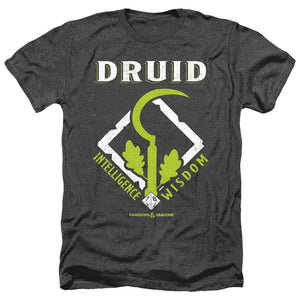 AN OFFCIALLY LICENSED DUNGEONS AND DRAGONS DRUID MEN'S HEATHER T-SHIRT CHARCOAL