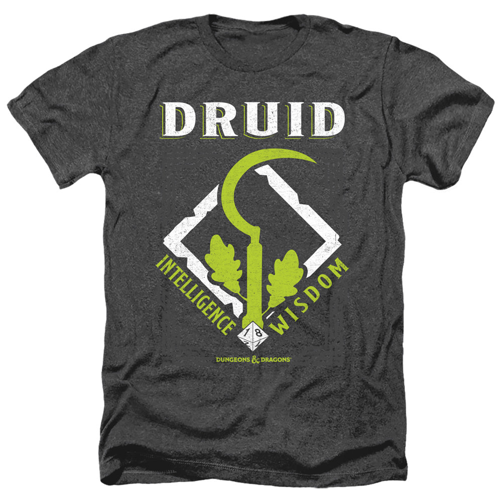 AN OFFCIALLY LICENSED DUNGEONS AND DRAGONS DRUID MEN'S HEATHER T-SHIRT CHARCOAL