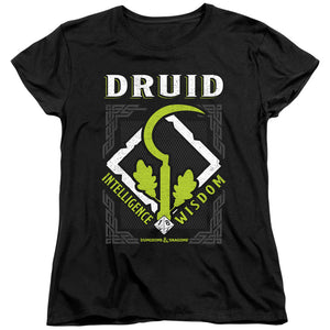 AN OFFCIALLY LICENSED DUNGEONS AND DRAGONS DRUID WOMEN'S REGULAR FIT T-SHIRT BLACK