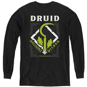 AN OFFCIALLY LICENSED DUNGEONS AND DRAGONS DRUID YOUTH LONG SLEEVE T-SHIRT BLACK