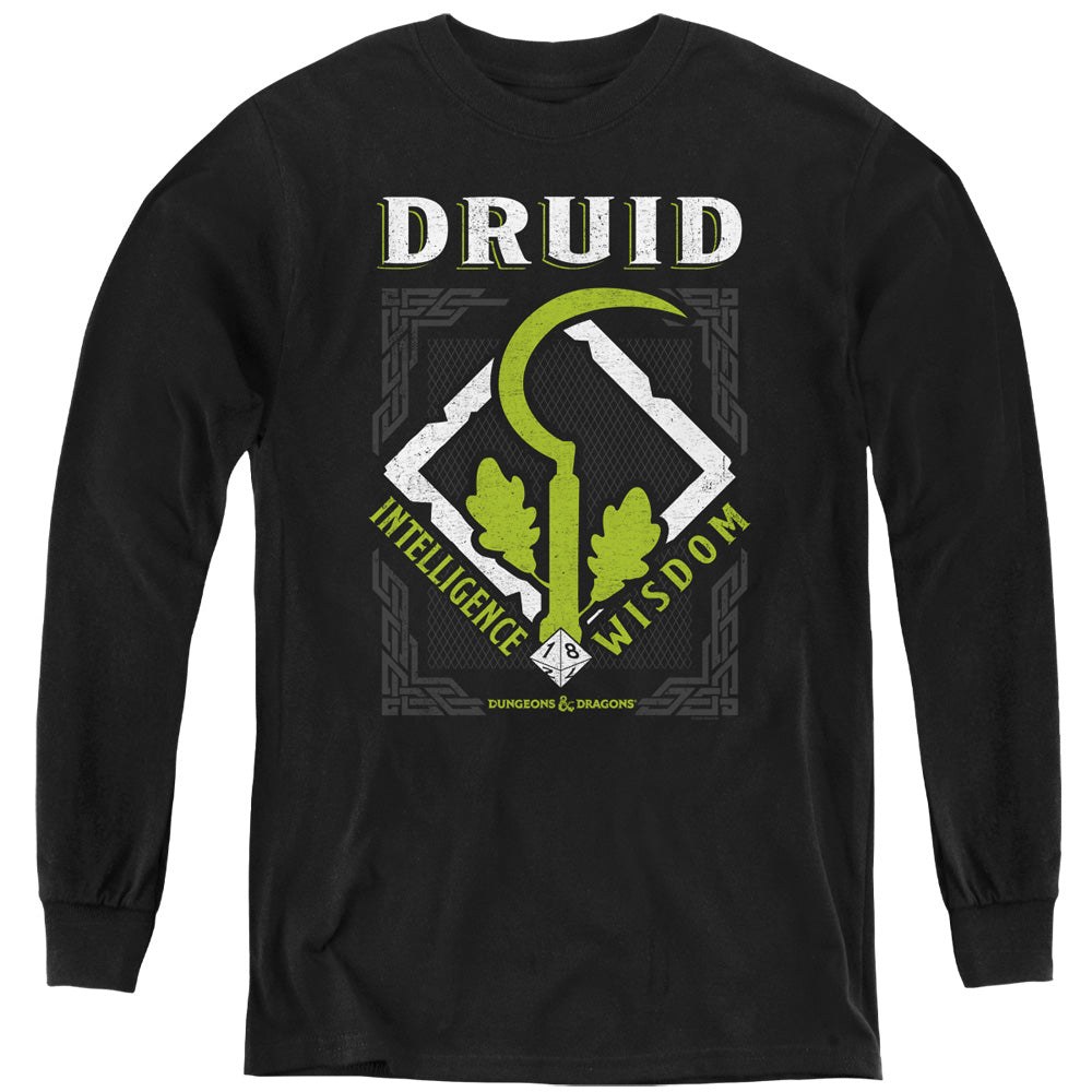 AN OFFCIALLY LICENSED DUNGEONS AND DRAGONS DRUID YOUTH LONG SLEEVE T-SHIRT BLACK