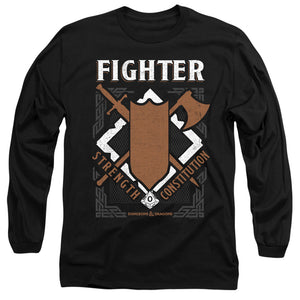 AN OFFCIALLY LICENSED DUNGEONS AND DRAGONS FIGHTER MEN'S LONG SLEEVE T-SHIRT BLACK
