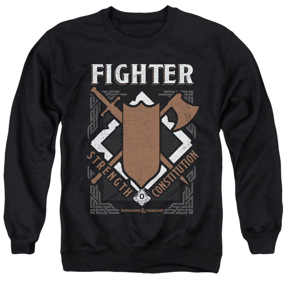 AN OFFCIALLY LICENSED DUNGEONS AND DRAGONS FIGHTER ADULT UNISEX CREWNECK SWEATSHIRT BLACK