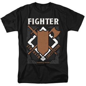 AN OFFCIALLY LICENSED DUNGEONS AND DRAGONS FIGHTER MEN'S REGULAR FIT T-SHIRT BLACK