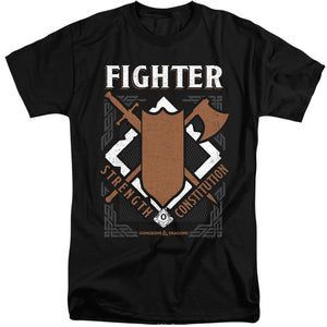 AN OFFCIALLY LICENSED DUNGEONS AND DRAGONS FIGHTER MEN'S TALL FIT T-SHIRT BLACK