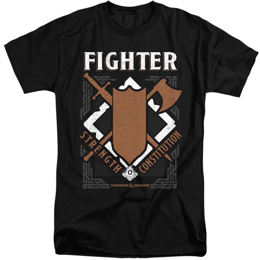 AN OFFCIALLY LICENSED DUNGEONS AND DRAGONS FIGHTER MEN'S TALL FIT T-SHIRT BLACK