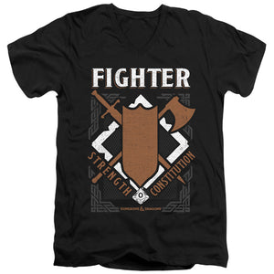 AN OFFCIALLY LICENSED DUNGEONS AND DRAGONS FIGHTER MEN'S V-NECK T-SHIRT BLACK