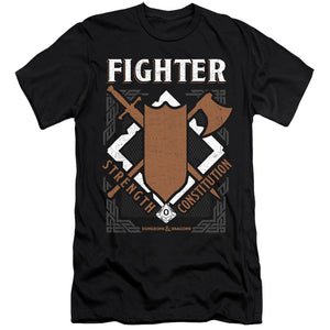 AN OFFCIALLY LICENSED DUNGEONS AND DRAGONS FIGHTER MEN'S PREMIUM SLIM FIT T-SHIRT BLACK