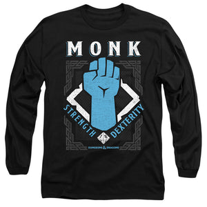 AN OFFCIALLY LICENSED DUNGEONS AND DRAGONS MONK MEN'S LONG SLEEVE T-SHIRT BLACK