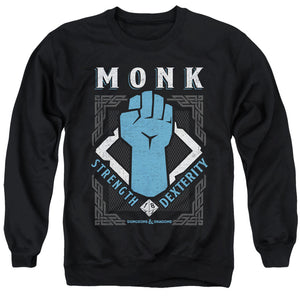 AN OFFCIALLY LICENSED DUNGEONS AND DRAGONS MONK ADULT UNISEX CREWNECK SWEATSHIRT BLACK