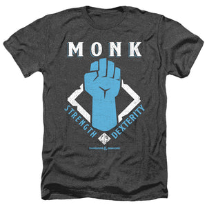AN OFFCIALLY LICENSED DUNGEONS AND DRAGONS MONK MEN'S HEATHER T-SHIRT CHARCOAL