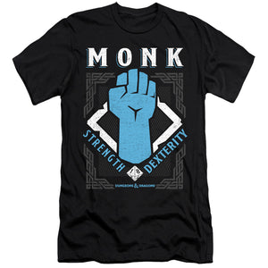 AN OFFCIALLY LICENSED DUNGEONS AND DRAGONS MONK MEN'S PREMIUM SLIM FIT T-SHIRT BLACK