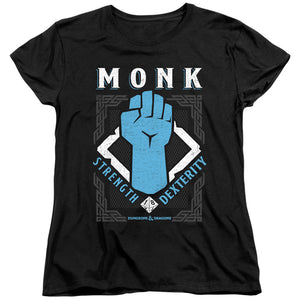 AN OFFCIALLY LICENSED DUNGEONS AND DRAGONS MONK WOMEN'S REGULAR FIT T-SHIRT BLACK