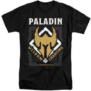 AN OFFCIALLY LICENSED DUNGEONS AND DRAGONS PALADIN MEN'S TALL FIT T-SHIRT BLACK