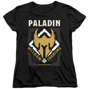 AN OFFCIALLY LICENSED DUNGEONS AND DRAGONS PALADIN WOMEN'S REGULAR FIT T-SHIRT BLACK