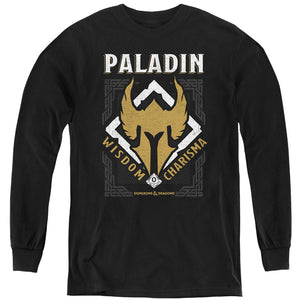 AN OFFCIALLY LICENSED DUNGEONS AND DRAGONS PALADIN YOUTH LONG SLEEVE T-SHIRT BLACK