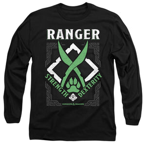 AN OFFCIALLY LICENSED DUNGEONS AND DRAGONS RANGER MEN'S LONG SLEEVE T-SHIRT BLACK