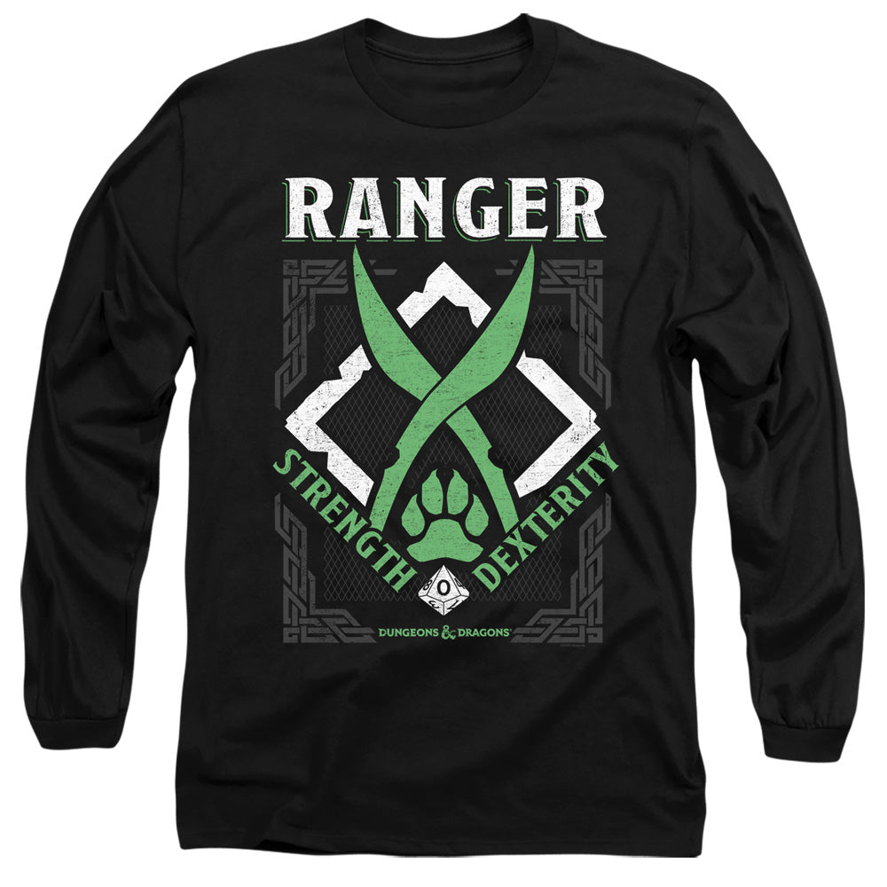 AN OFFCIALLY LICENSED DUNGEONS AND DRAGONS RANGER MEN'S LONG SLEEVE T-SHIRT BLACK