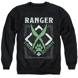 AN OFFCIALLY LICENSED DUNGEONS AND DRAGONS RANGER ADULT UNISEX CREWNECK SWEATSHIRT BLACK