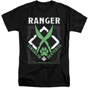 AN OFFCIALLY LICENSED DUNGEONS AND DRAGONS RANGER MEN'S TALL FIT T-SHIRT BLACK