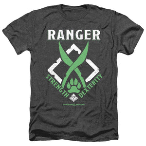AN OFFCIALLY LICENSED DUNGEONS AND DRAGONS RANGER MEN'S HEATHER T-SHIRT CHARCOAL