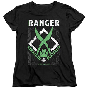 AN OFFCIALLY LICENSED DUNGEONS AND DRAGONS RANGER WOMEN'S REGULAR FIT T-SHIRT BLACK