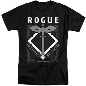 AN OFFCIALLY LICENSED DUNGEONS AND DRAGONS ROGUE MEN'S TALL FIT T-SHIRT BLACK