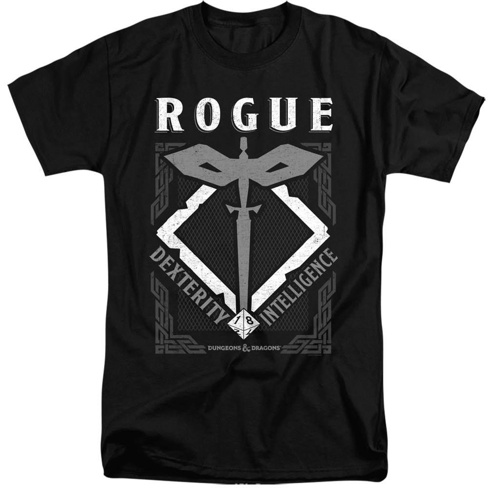 AN OFFCIALLY LICENSED DUNGEONS AND DRAGONS ROGUE MEN'S TALL FIT T-SHIRT BLACK