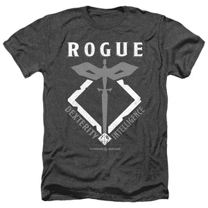 AN OFFCIALLY LICENSED DUNGEONS AND DRAGONS ROGUE MEN'S HEATHER T-SHIRT CHARCOAL