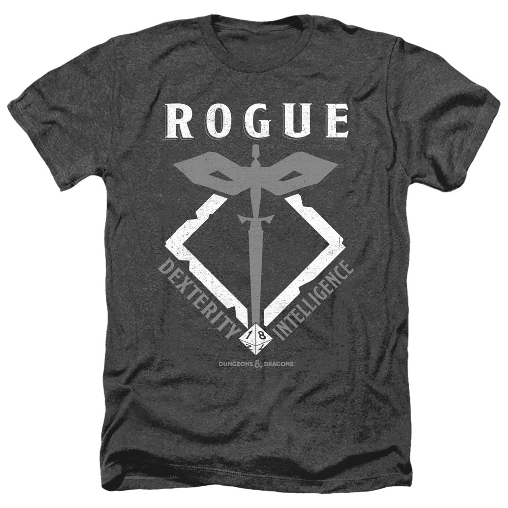 AN OFFCIALLY LICENSED DUNGEONS AND DRAGONS ROGUE MEN'S HEATHER T-SHIRT CHARCOAL