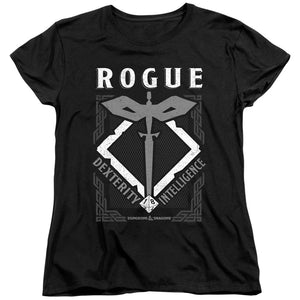 AN OFFCIALLY LICENSED DUNGEONS AND DRAGONS ROGUE WOMEN'S REGULAR FIT T-SHIRT BLACK
