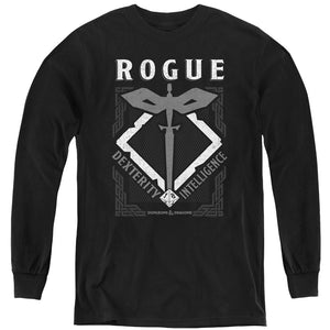 AN OFFCIALLY LICENSED DUNGEONS AND DRAGONS ROGUE YOUTH LONG SLEEVE T-SHIRT BLACK