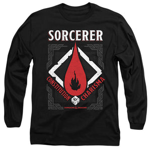 AN OFFCIALLY LICENSED DUNGEONS AND DRAGONS SORCERER MEN'S LONG SLEEVE T-SHIRT BLACK