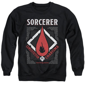 AN OFFCIALLY LICENSED DUNGEONS AND DRAGONS SORCERER ADULT UNISEX CREWNECK SWEATSHIRT BLACK