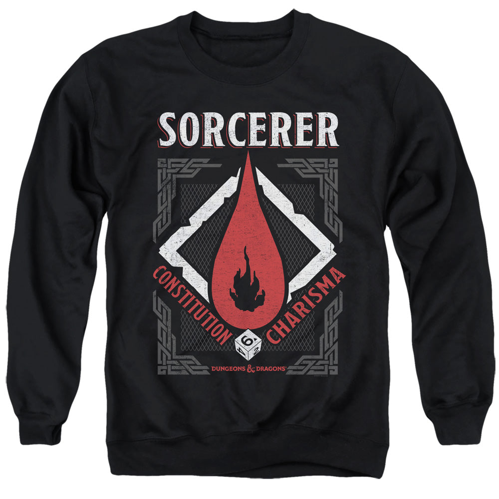 AN OFFCIALLY LICENSED DUNGEONS AND DRAGONS SORCERER ADULT UNISEX CREWNECK SWEATSHIRT BLACK