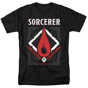 AN OFFCIALLY LICENSED DUNGEONS AND DRAGONS SORCERER MEN'S REGULAR FIT T-SHIRT BLACK