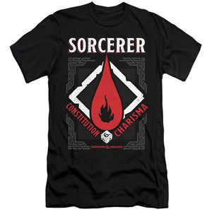 AN OFFCIALLY LICENSED DUNGEONS AND DRAGONS SORCERER MEN'S PREMIUM SLIM FIT T-SHIRT BLACK