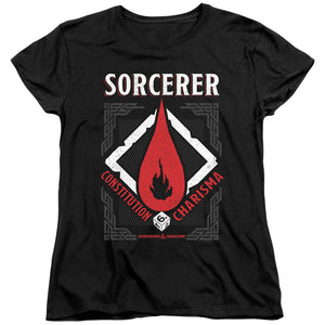 AN OFFCIALLY LICENSED DUNGEONS AND DRAGONS SORCERER WOMEN'S REGULAR FIT T-SHIRT BLACK