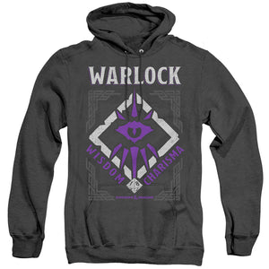 AN OFFCIALLY LICENSED DUNGEONS AND DRAGONS WARLOCK ADULT UNISEX HEATHER PULLOVER HOODIE BLACK
