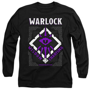 AN OFFCIALLY LICENSED DUNGEONS AND DRAGONS WARLOCK MEN'S LONG SLEEVE T-SHIRT BLACK