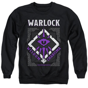 AN OFFCIALLY LICENSED DUNGEONS AND DRAGONS WARLOCK ADULT UNISEX CREWNECK SWEATSHIRT BLACK