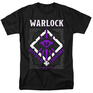 AN OFFCIALLY LICENSED DUNGEONS AND DRAGONS WARLOCK MEN'S REGULAR FIT T-SHIRT BLACK