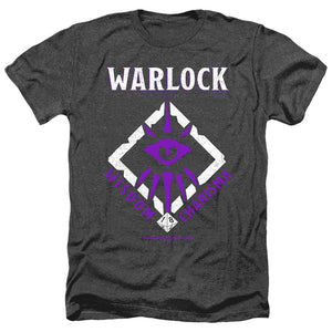 AN OFFCIALLY LICENSED DUNGEONS AND DRAGONS WARLOCK MEN'S HEATHER T-SHIRT CHARCOAL