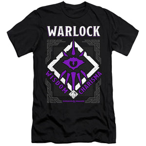 AN OFFCIALLY LICENSED DUNGEONS AND DRAGONS WARLOCK MEN'S PREMIUM SLIM FIT T-SHIRT BLACK