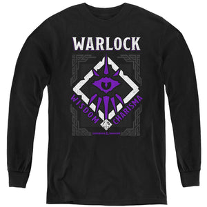 AN OFFCIALLY LICENSED DUNGEONS AND DRAGONS WARLOCK YOUTH LONG SLEEVE T-SHIRT BLACK