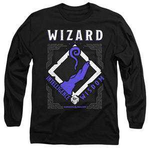AN OFFCIALLY LICENSED DUNGEONS AND DRAGONS WIZARD MEN'S LONG SLEEVE T-SHIRT BLACK