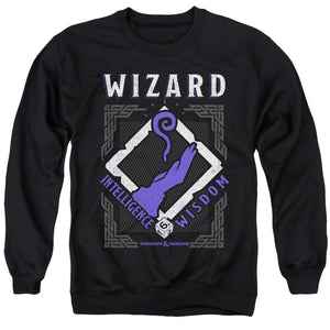 AN OFFCIALLY LICENSED DUNGEONS AND DRAGONS WIZARD ADULT UNISEX CREWNECK SWEATSHIRT BLACK